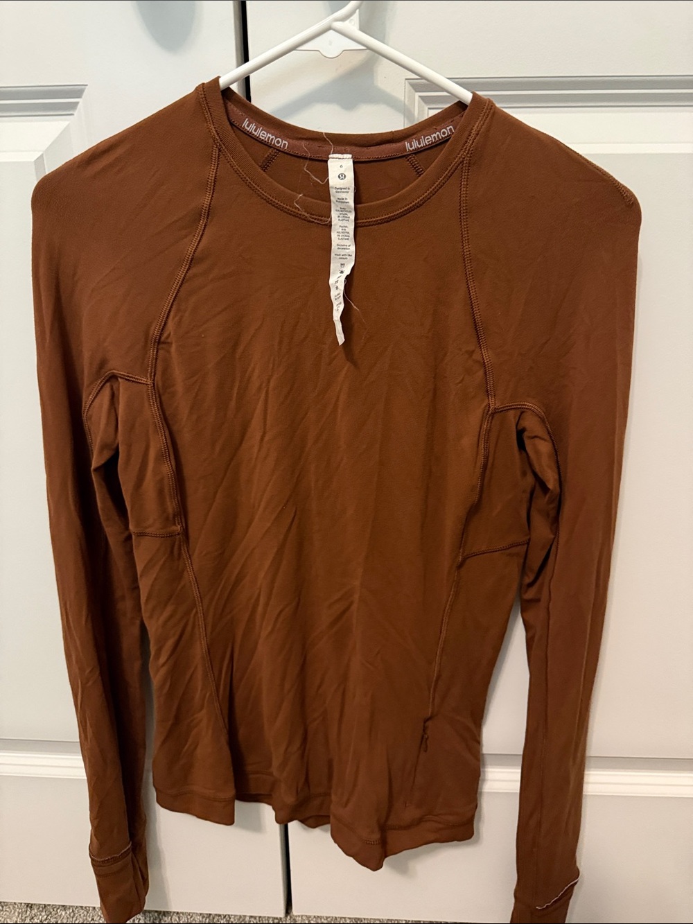 Women’s Lululemon Long Sleeve Crew Top in Chestnut Brown